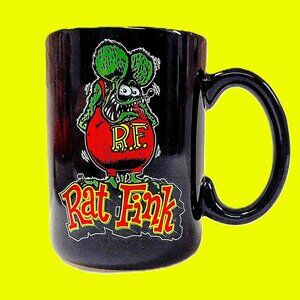 Rat Fink 2025 Black Coffee Mug ~ 12 Oz. Cup ~ Double-Sided w/Unique Designs NEW!